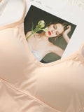 2 pieces of solid color student underwear without steel rings camisoles chest pads detachable bras seamless girl underwear B2075