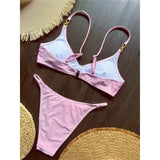 10 Colors V Neck Rhinestones Bikini Female Swimsuit Women Swimwear Padded Bather Bathing Suit Swim Two-pieces Bikini set K8138