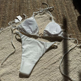 Sexy Micro Bikini 2026 Mujer Women Orange White Metal Ring Ornament Push Up Swimsuit Brazilian Beach Bathing Suit Thong Swimwear