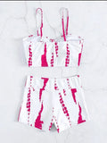 2026 Tie Dye Bikini Drawstring Swimsuit Women High Waist Shorts Swimwear Female Padded Bathing Suit Swimming Beachwear Summer