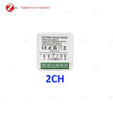 Zigbee Mini Switch Module 1CH/2CH Optional 10A/16A Smart Home Relay Automation Breaker For Tuya Smart Life Z2M Alexa Google Home