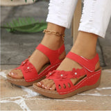 Womens Flower Wedge Sandals 2026 Summer Platform  Chunky Heel Open Toe Beach Shoes