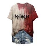 Halloween Bloody Shirt For Women Funny O Neck Short Sleeve Halloween Blood Clothes Gift Blood Short Sleeve Sports Shirts