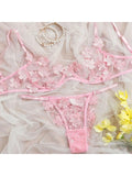 Toucheart Sexy Lingerie Set Transparent Feminine Sweet Mesh Embroidered Lace Bra Flower Applique Transparent Lingerie Women Kit