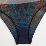 S - XXL 3PCS New Printed Long Sleeve With Pants Sarong Women Swimwear One Piece Swimsuit Female Bather Bathing Suit Swim V7180