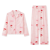Women’s Two Piece Christmas Pajamas Set Long Sleeve Button Shirt Tops and Long Pants Fall Lounge Outfits