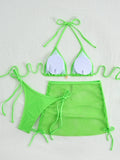 DEKA Mesh Bikinis Female Swimsuits Women's Three-Piece Swimwear Beach Swim Wear Bathing Suits Brazilian Bikini Set Pool Bather