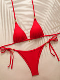 Halter Triangle String Bikinis 2026 Women Sexy Swimsuit Solid Stars Swimwear Female Bathers Bathing Swimming Swim Suit