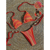 Printed Halter Bikini Female Swimsuit Women Swimwear Two-pieces Bikini set High Cut Leg Strappy Bather Bathing Suit Swim V7939
