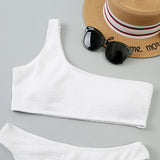 One Shoulder Bikinis 2026 Women Sexy Swimwear Female Brazilian Swimsuit Solid Beachwear Bathers Bathing Swimming Swim Suit