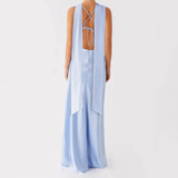 Women Solid Color Sexy Back Bandage Party Club Cami Dress Summer Fashion Sleeveless Spaghetti Strap Long Dresses With Scarf