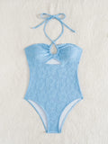 ZTVitality Solid Blue Sexy One Piece 2025 New Padded Bra Halter Swimsuit Women's Swimwear Summer Beachwear Monokini