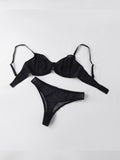 New Style Lingerie for Women with Large Busts, Ultra-Thin Sexy Striped Bra, Side Breast Reduction, Anti-Sagging, Adjustable Bra Set