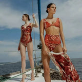 Women's Sexy Push-Up Two-Piece Swimsuit Slimming Patchwork Bikini Bodysuit Beachwear Cover-Up Female Swimwear 2025