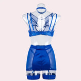 Toucheart 5-Pieces Erotic Lingerie Sexy Hip Skirt For Women Mesh Patchwork Hollow Out See-Through Lure Garters Underwear Suit