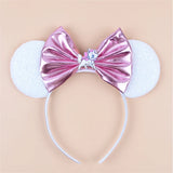 Kawaii Disney Mickey Mouse Ears Headbands For Girls Marie Cat Hairbands Headwear Adults Women Sequined 5" Bows Hair Accessories