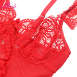 Plus Size Sheer Mesh Teddy Bodysuit for Women Sexy Lace Lingerie Set with Adjustable Garter Belt Curvy Nightwear Romantic Outfit