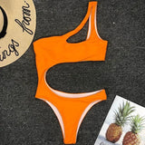 Asymmetric One shoulder Female Swimwear One piece swimsuit Women Monokini Bather Trikini High Cut Out Bathing Suit Swim Bodysuit