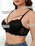 Plus Size Lace Women's Bra Thin Cup Push-up Bra Underwire Side Support Wide Strap Comfortable Bra Women