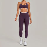 Women's Seamless Yoga Sets Sports Fitness Gym Sleeveless Vest Hip-lifting Slim Fit Pants Suits Running Training Workout Sets