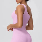 Women Seamless Cloud Feel One-Shoulder Waist-Cinching Yoga Vest Quick-Dry Slimming Sports Shaping Underwear Running Fitness Top