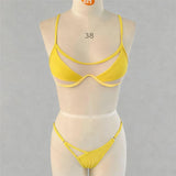 S - XXL Sheer Splicing Bikini Women Swimwear Female Swimsuit Two-Pieces Bikini Set High Leg Cut Bather Bathing Suit Swim V7518