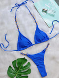 Halter Metal Chains String Micro Thong Bikini Women Swimsuit Female Swimwear Two-pieces Bikini Set Brazilian Bathing Suit Swim