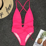 Sexy Deep V Neck Wrap Around Female Swimwear One Piece Swimsuit Women Backless Monokini High Leg Cut Bathing Suit Swim Beachwear