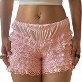 Fashion Women Ladies Solid Lace Frilly Ruffle Knicker Underwear Short Pants Safety Shorts