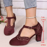 2026  Women Sandals Fashion  Round Toe Hollow Thick Heel Sandals Casual Summer Shoes