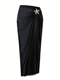 Vintage Black White Long Skirt Swimwear Sets Women Deep V Neck Starfish Hollow Out Bathing Suit Holiday One Piece Swimsuit 2026