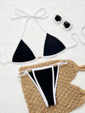 Sexy Black Contrast Bikini 2025 Women Luxury Push Up Bra Diamond Thong Swimsuit Brazilian Beach Bathing Suit Micro Swimwear