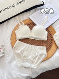 Japanese Anime Lace Bra Set Push Up Wireless Bralette Small Bust Seamless Sexy Triangle Cup Lingerie Set Spring Summer MOYISU