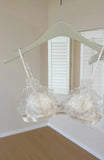 French Embroidery Lace Bralette Wireless Triangle Cup Bra for Women Elegant Underwear Set Thin Straps Small Chest Cover MOYISU