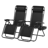 Zero Gravity Chair Patio Recliner Chair Folding Camping Chairs with Cup Holder Adjustable Headrest Reclining Lounge Chair