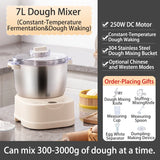 SUNATUR Dough Kneading Machine Household Stand Mixer with Chinese & Western Modes Timed Fermentation  Cream Whipping