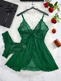 Lace Lingerie Set Women's Sexy Babydoll Chemise Romantic Ruffle Nightgown Delicate Panty Set New Hot Fashion Gift Luxuriou