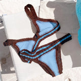 Pink Crochet Bikini 2025 Sexy Women Swimsuit Female Swimwear Micro Bikini Set Bandeau Swimming Suit Beachwear Brazilian Biquini