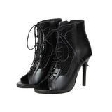 NASBAVI Fashion Summer Jazz Dance Shoes Peep Toe Ankle Boots for Women Sexy High Heels Lace-up Sandals Female Large Size 45