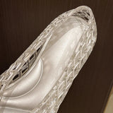 Women Crystal Jelly Shoes Girls Fashion Summer Flats Sandals V-mouth Slip-on Style Soft Sole Girls Daily Walking Driving Flats