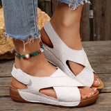 Print White Wedges Sandals Women 2026 Summer Lightweight Open Toe Platform Sandles Woman Plus Size Thick Sole Casual Sandalias