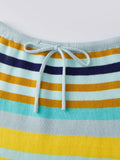 Women’s Bohemian Style Striped Two Piece Outfits Spaghetti Strap Tank Tops and Long Skirt Sets Summer Beach Street Wear