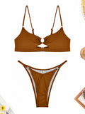 Hollow Out Bikini 2026 Solid Ring Link Swimsuit Women Padded Swimwear Female Bathers Bathing Swimming Swim Suit Beachwear