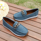 Fashion Metal Chain Soft Sole Flats Shoes Women Spring Autumn Pu Leather Platform Loafers Woman Slip On Non Slip Casual Shoes