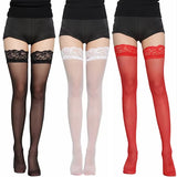 Sexy Lace Stockings for Women Thigh High Sheer Breathable Summer Socks JK Style Fashion Versatile Lingerie Black White Red