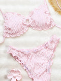 2026 Wrinkled Ruffled Frilled Bikini Female Swimsuit Women Swimwear Two-pieces Bikini Set Bather Bathing Suit Swim Beachwear