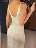 S - XL Backless Hollow Out Crochet Knitted Tunic Beach Cover Up Cover-ups Beach Dress Beach Wear Beachwear Female Women V6347
