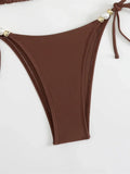 New Halter Pearls Bikini Women Swimwear Female Swimsuit Two-pieces Bikini set High Leg Cut Padded Bather Bathing Suit Swim K7194