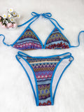 Retro Style 2026 Summer Women Knitted Swimsuit Sexy Backless Lace-up Swimwear Low Waist Femme Neck Bikini Set Beach Bathing Suit