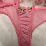 Pink Lingerie Woman Lace Underwear Fairy Embroidery Brief Sets Bra Panties Kits Breves Sets